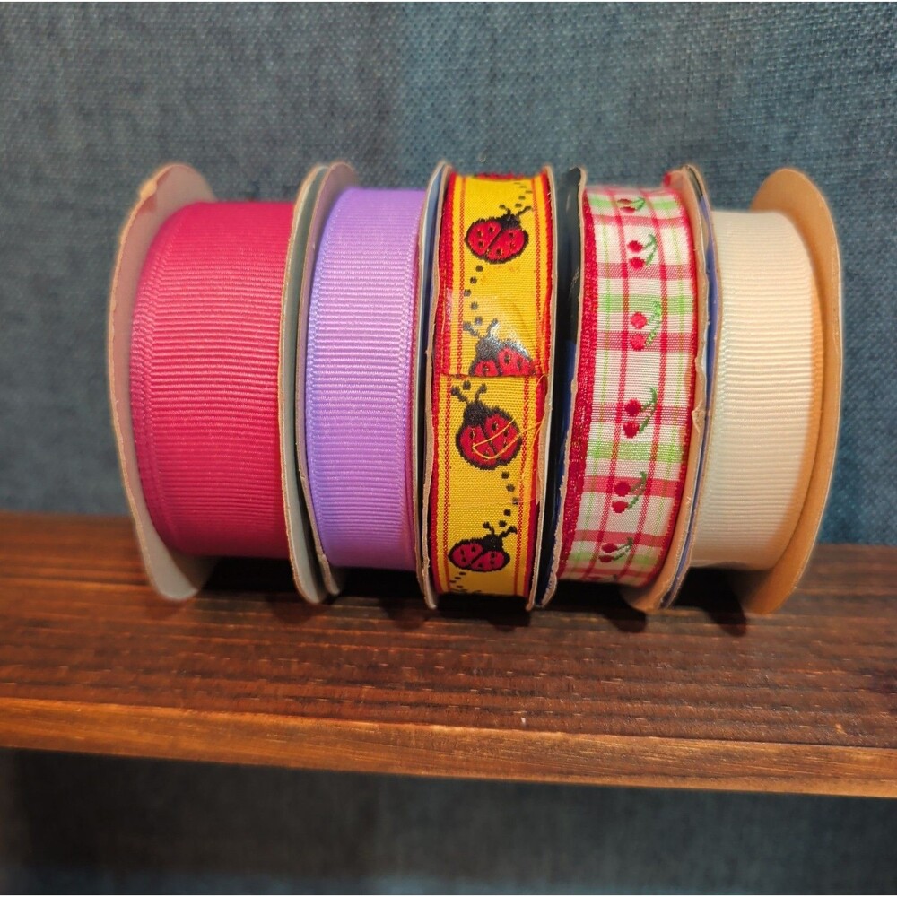 Offray Ribbon Lot 5 Ladybug Cherry Solid Spring Craft Destash - Picture 13 of 16